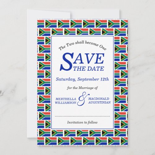 Patriotic SOUTH AFRICAN  Save The Date