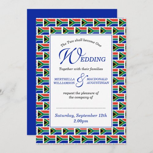 Patriotic SOUTH AFRICAN Wedding Invitation