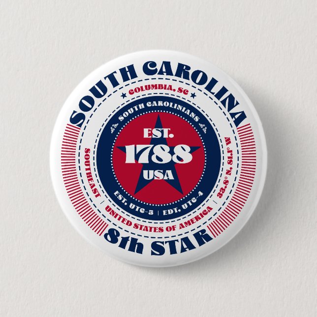 Patriotic South Carolina Circle with State Details Button (Front)