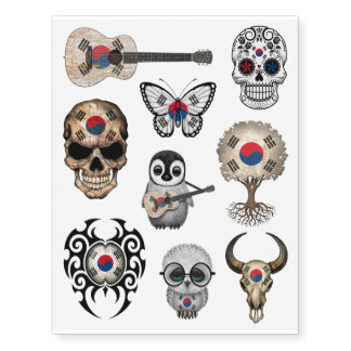 Patriotic South Korean Flags Collection Temporary Tattoos