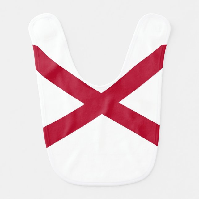 Patriotic, special baby bib with Flag of Alabama (Front)
