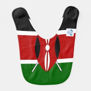 Patriotic, special baby bib with Flag of Kenya
