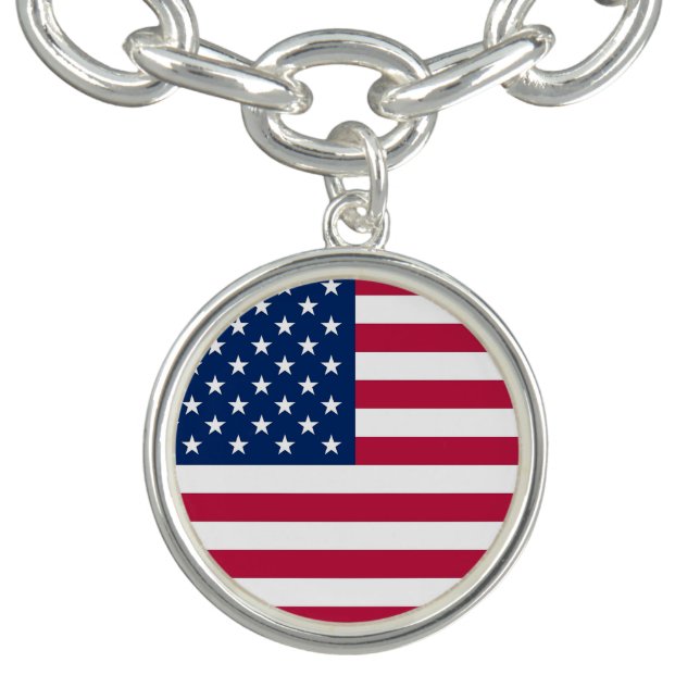 Patriotic, special charm bracelet with Flag of USA (Design)