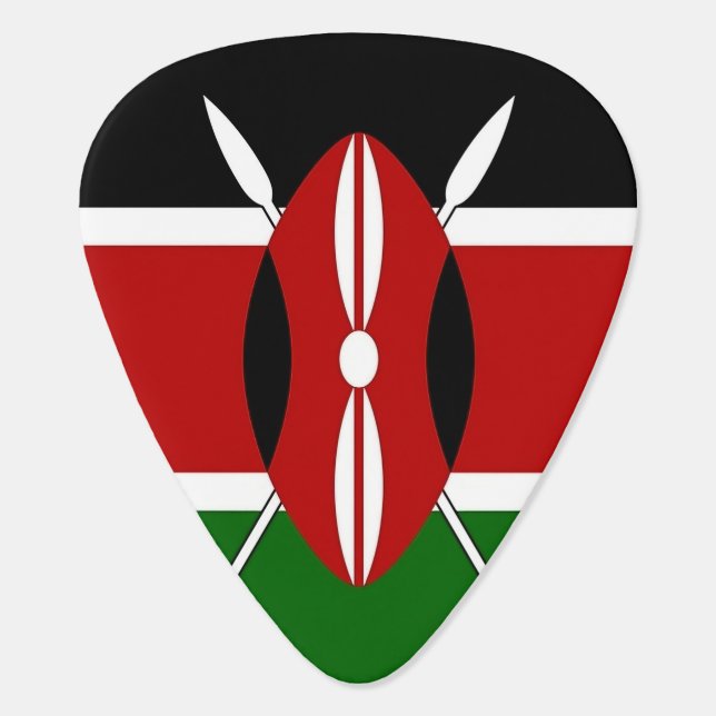 Patriotic, special guitar pick with Flag of Kenya (Back)