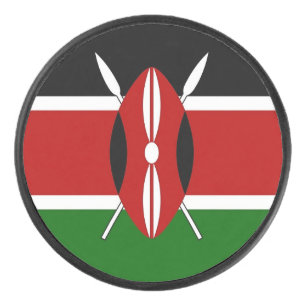 Patriotic special hockey puck with flag of Kenya