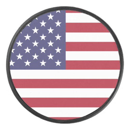 Patriotic special hockey puck with flag of USA