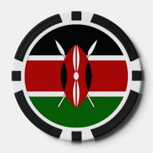 Patriotic, special poker chips with Flag of Kenya