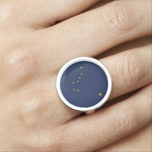 Patriotic special ring with Flag of Alaska