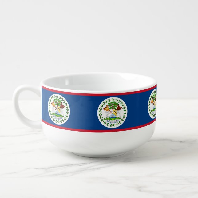 Patriotic, special soup mug - Belize Flag (Right)