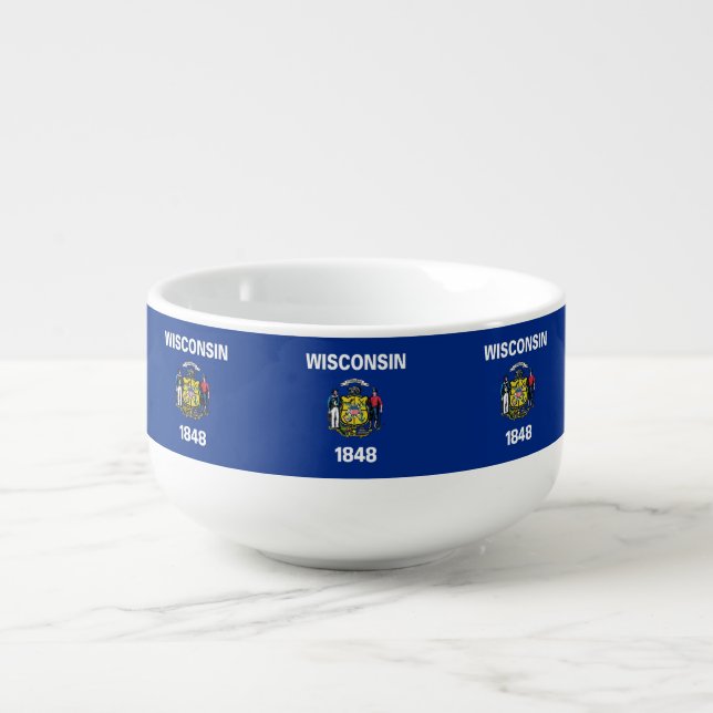 Patriotic, special soup mug - Wisconsin Flag (Front)
