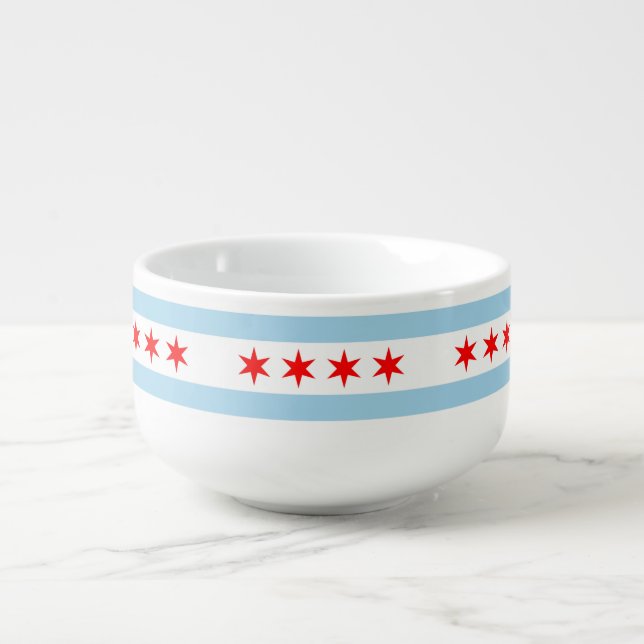 Patriotic, special soup mug with Chicago Flag (Front)