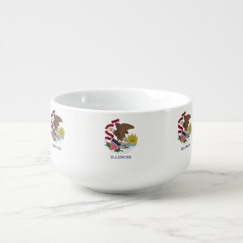 Patriotic special soup mug with Illinois Flag