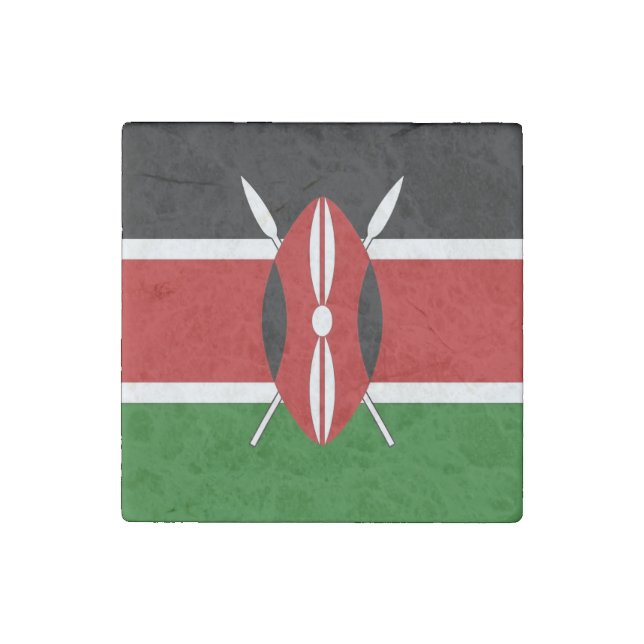 Patriotic, special stone magnet with Flag of Kenya (Front)