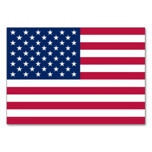 Patriotic, special table card with Flag of USA