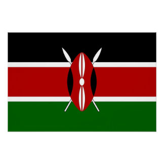 Patriotic, special wall poster with Flag of Kenya