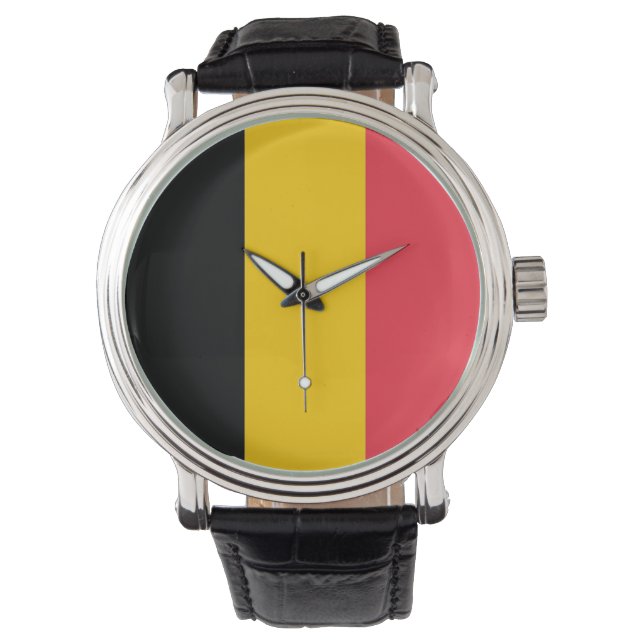 Patriotic, special watch with Flag of Belgium (Front)