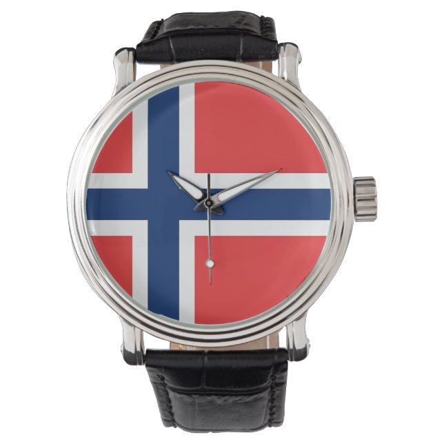 Patriotic, special watch with Flag of Norway (Front)