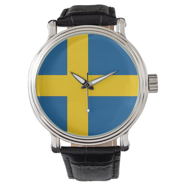 Patriotic, special watch with Flag of Sweden (Front)