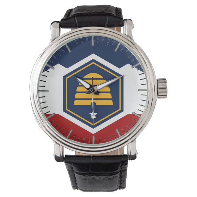 Patriotic, special watch with Flag of Utah, USA (Front)
