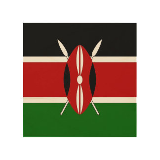 Patriotic, special wood canvas with Flag of Kenya