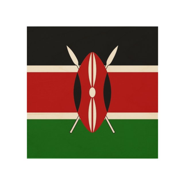 Patriotic, special wood canvas with Flag of Kenya (Front)