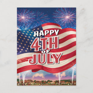 Patriotic Spectacle American Flag Waving Holiday Postcard