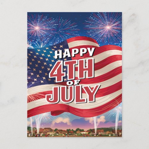Patriotic Spectacle American Flag Waving Holiday Postcard