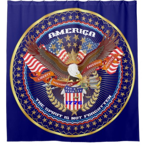 Patriotic Spirit Shower Curtain Deep Navy Blue