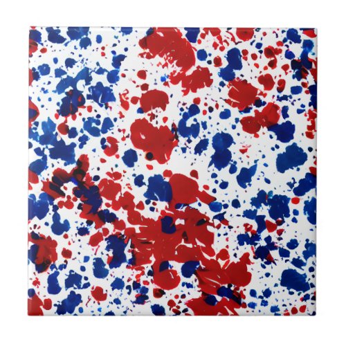 Patriotic Splatter Ceramic Tile