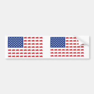 Patriotic Sport Bike Flag Bumper Sticker