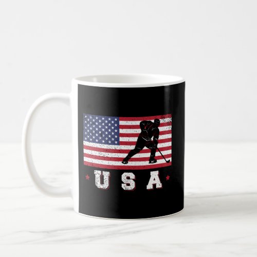Patriotic Sports American Usa Flag Ice Hockey Coffee Mug
