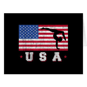Patriotic Sports Gift American USA Flag Girls Gymn Cards