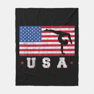 Patriotic Sports Gift American USA Flag Girls Gymn Fleece Blanket