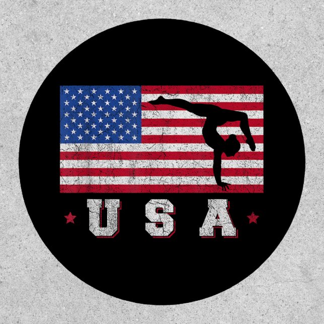 Patriotic Sports Gift American USA Flag Girls Gymn Patch (Front)