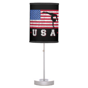 Patriotic Sports Gift American USA Flag Girls Gymn Table Lamp