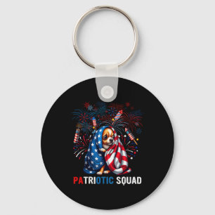Patriotic Squad 4th Of July Chihuahua Scared Firew Keychain