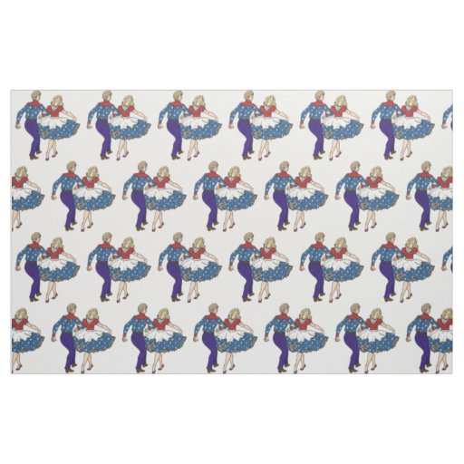 Patriotic Square Dancers USA red white & blue Fabric