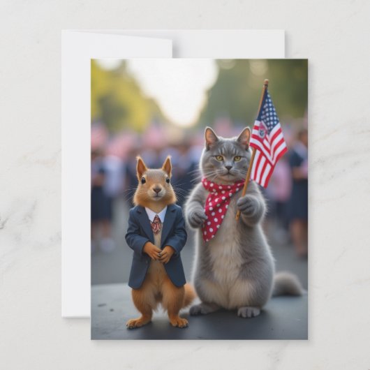 Patriotic Squirrel and Cat (Front)