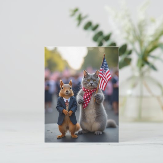 Patriotic Squirrel and Cat (Standing Front)