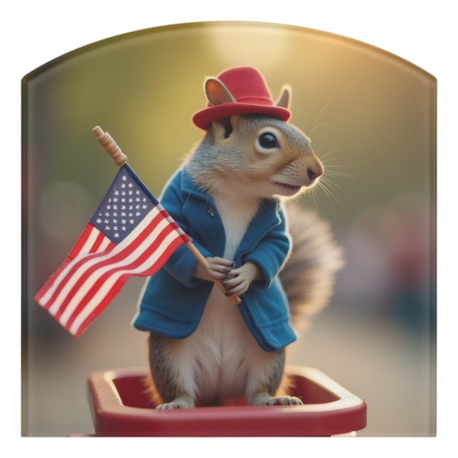 Patriotic Squirrel Door Sign (Contour Front)