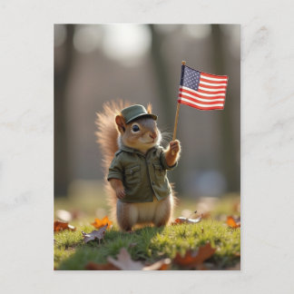 Patriotic Squirrel Holiday Postcard