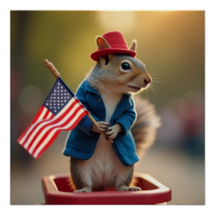 Patriotic Squirrel Poster