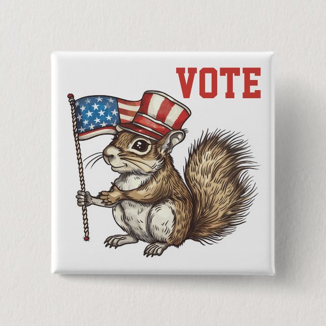 Patriotic Squirrel Vote  Button (Front)