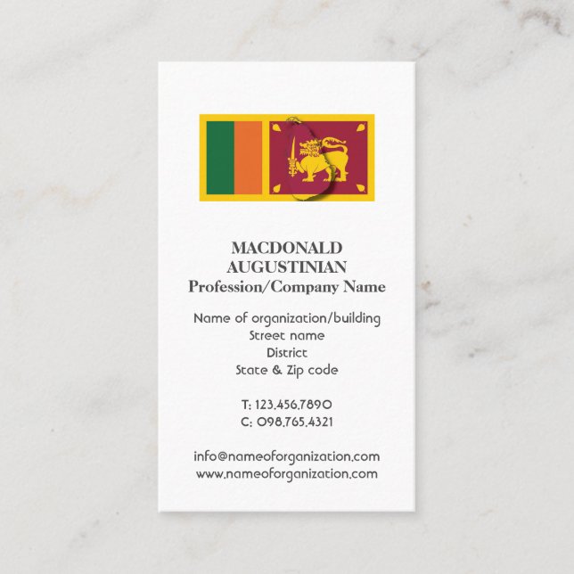 Patriotic | SRI LANKA FLAG Add | Photo Business Card (Front)
