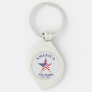 Patriotic Star 250 Year American Flag Keychain