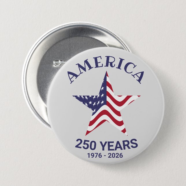 Patriotic Star 250 Years Button American Flag (Front & Back)