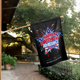 Patriotic Star – 4th of July BLACK House Flag