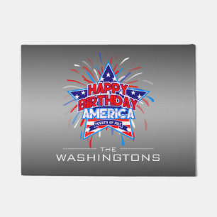 Patriotic Star– 4th of July LIGHT GREY Doormat