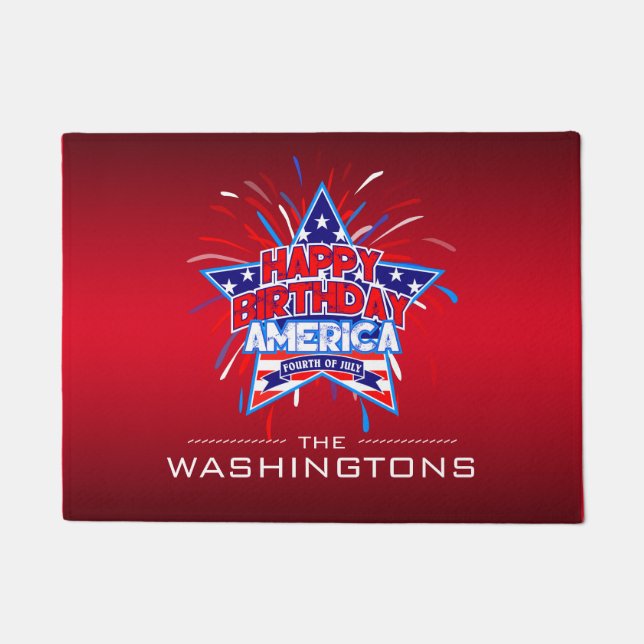 Patriotic Star – 4th of July RED Doormat (Front)