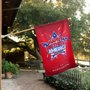 Patriotic Star – 4th of July RED House Flag